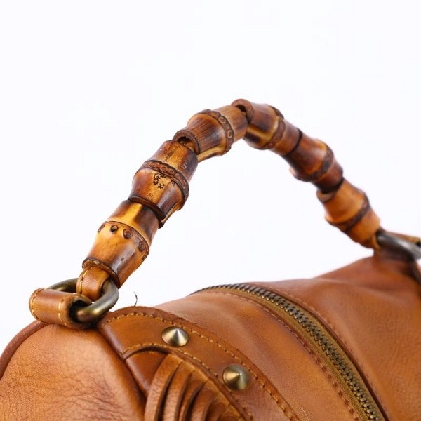 Women's Brown Leather Fringe Shoulder Bag - Image 4