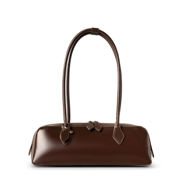 Women's Brown Leather Double Handle Shoulder Bag
